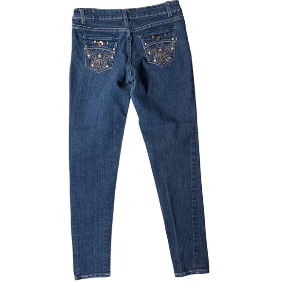 (6 for $25) Touch Me Vintage‎ Low Rise Dark Wash Skinny Jeans Size 7 - Picture 2 of 5